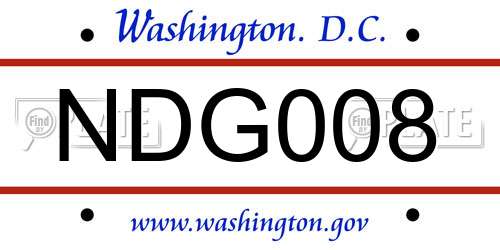 NDG008 District Of Columbia License Plate
