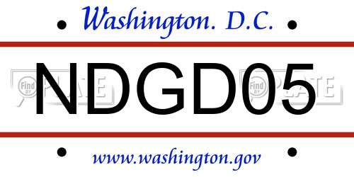 NDGD05 District Of Columbia License Plate