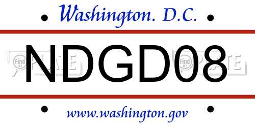 NDGD08 District Of Columbia License Plate