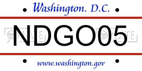 NDGO05 District Of Columbia License Plate