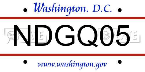 NDGQ05 District Of Columbia License Plate
