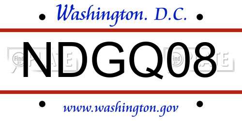 NDGQ08 District Of Columbia License Plate