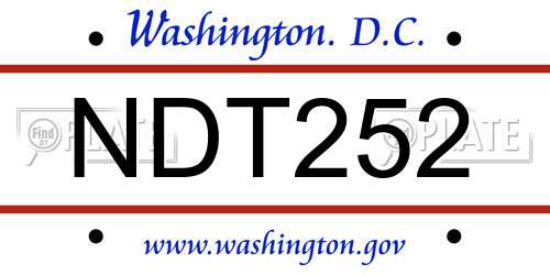 NDT252 District Of Columbia License Plate