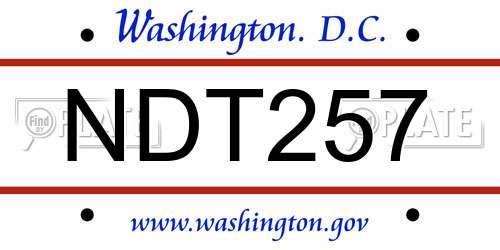 NDT257 District Of Columbia License Plate