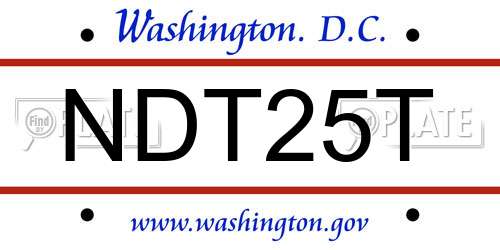 NDT25T District Of Columbia License Plate