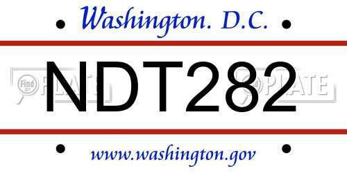NDT282 District Of Columbia License Plate