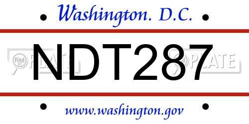 NDT287 District Of Columbia License Plate