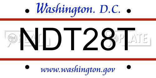 NDT28T District Of Columbia License Plate