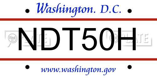 NDT50H District Of Columbia License Plate