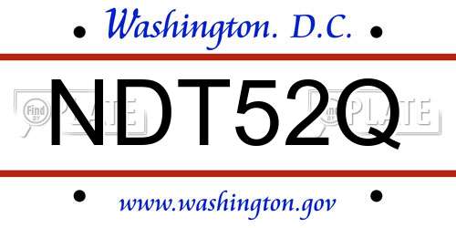 NDT52Q District Of Columbia License Plate