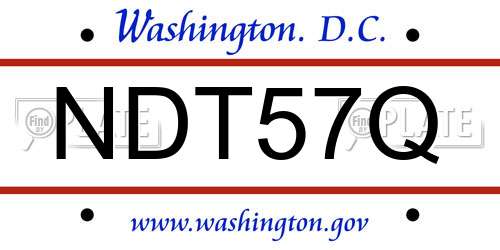 NDT57Q District Of Columbia License Plate