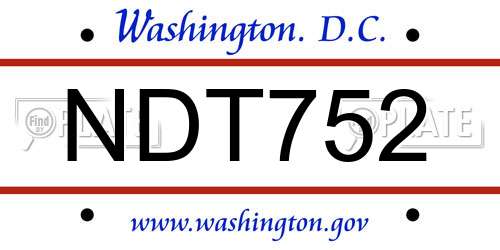 NDT752 District Of Columbia License Plate