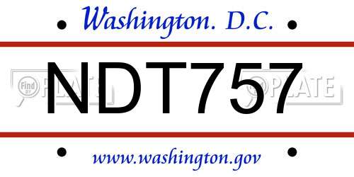 NDT757 District Of Columbia License Plate