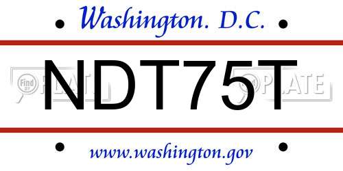 NDT75T District Of Columbia License Plate