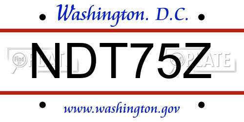 NDT75Z District Of Columbia License Plate