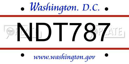 NDT787 District Of Columbia License Plate