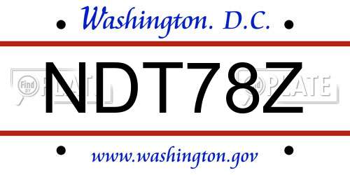 NDT78Z District Of Columbia License Plate