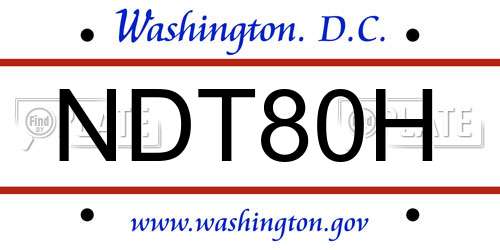 NDT80H District Of Columbia License Plate