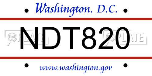 NDT820 District Of Columbia License Plate