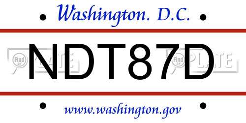 NDT87D District Of Columbia License Plate