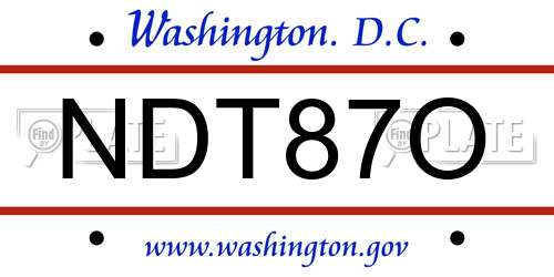 NDT87O District Of Columbia License Plate