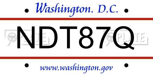 NDT87Q District Of Columbia License Plate