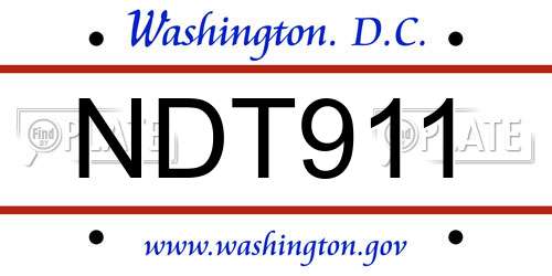 NDT911 District Of Columbia License Plate