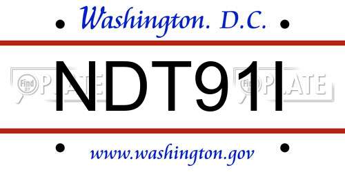 NDT91I District Of Columbia License Plate