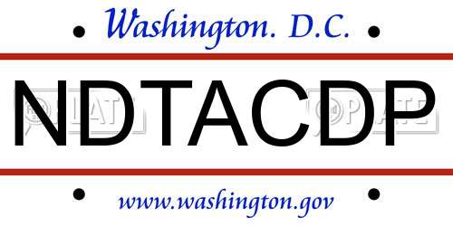 NDTACDP District Of Columbia License Plate