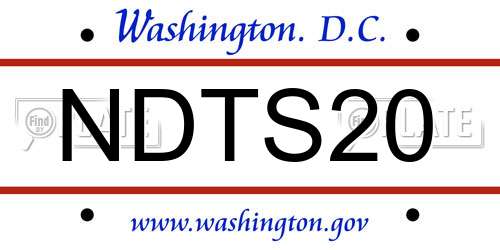 NDTS20 District Of Columbia License Plate