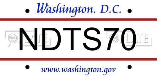 NDTS70 District Of Columbia License Plate