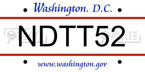 NDTT52 District Of Columbia License Plate