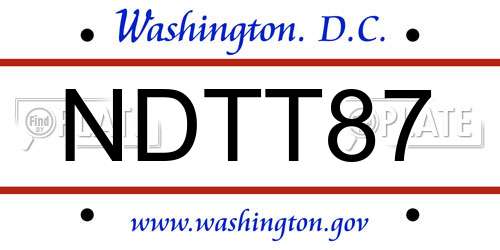 NDTT87 District Of Columbia License Plate