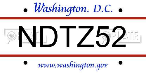NDTZ52 District Of Columbia License Plate