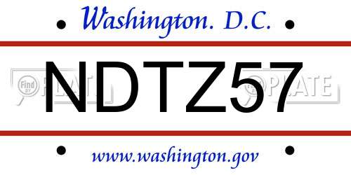 NDTZ57 District Of Columbia License Plate