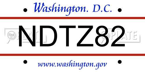 NDTZ82 District Of Columbia License Plate