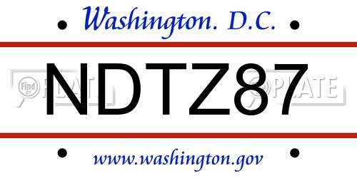 NDTZ87 District Of Columbia License Plate