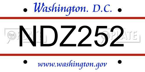 NDZ252 District Of Columbia License Plate