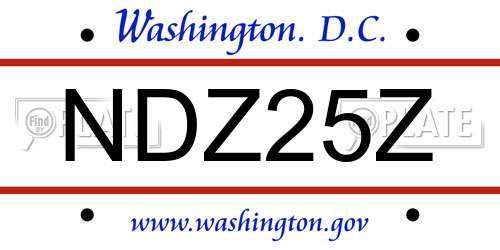 NDZ25Z District Of Columbia License Plate