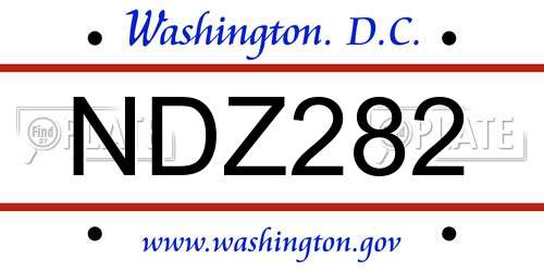 NDZ282 District Of Columbia License Plate