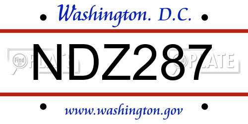 NDZ287 District Of Columbia License Plate