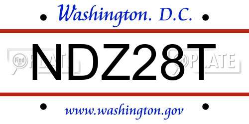 NDZ28T District Of Columbia License Plate