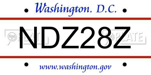 NDZ28Z District Of Columbia License Plate