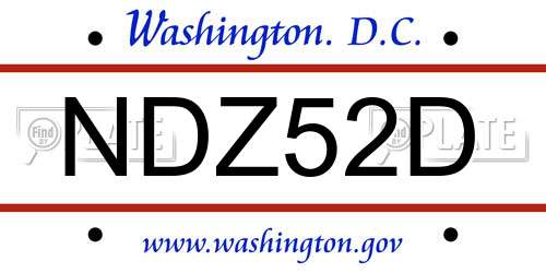 NDZ52D District Of Columbia License Plate