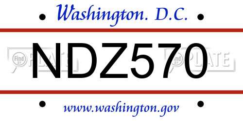 NDZ570 District Of Columbia License Plate