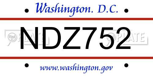 NDZ752 District Of Columbia License Plate