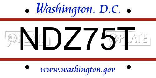 NDZ75T District Of Columbia License Plate