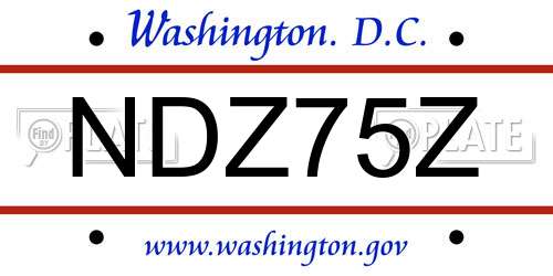 NDZ75Z District Of Columbia License Plate