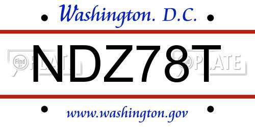 NDZ78T District Of Columbia License Plate