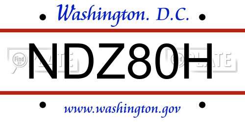 NDZ80H District Of Columbia License Plate
